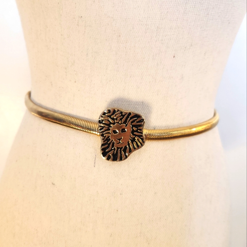 Stretchy Gold belt with Lion, vintage